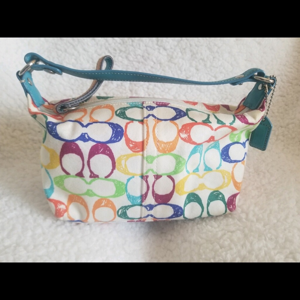 Multi color signature C COACH bag